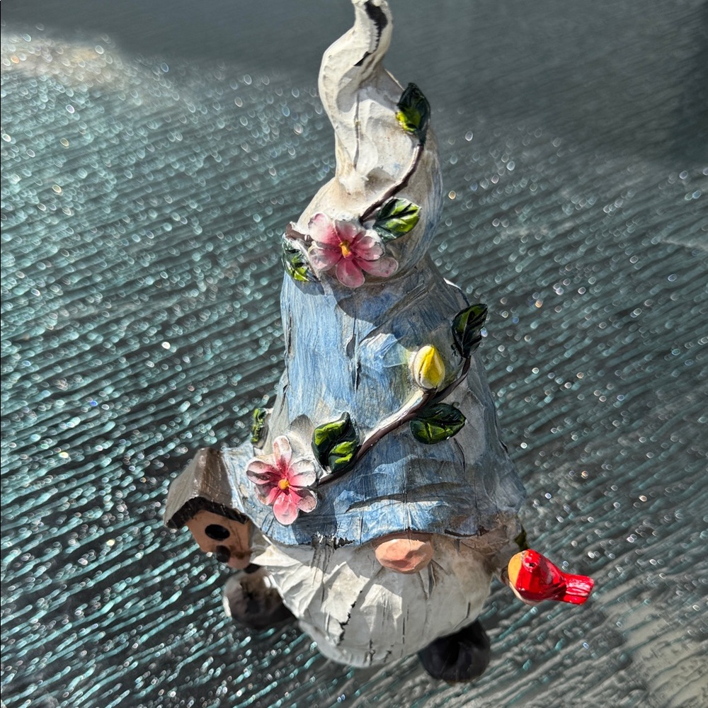 Whimsical Garden Gnome with Blue Hat